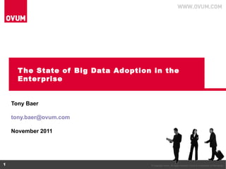 The State of Big Data Adoption in the Enterprise Tony Baer [email_address] November 2011 