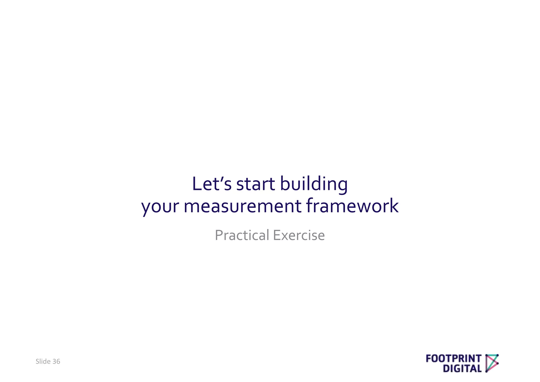 Let’s start building
your measurement framework
Practical Exercise
Slide 36
 