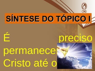 SÍNTESE DO TÓPICO ISÍNTESE DO TÓPICO I
É preciso
permanecer em
Cristo até o fim
 