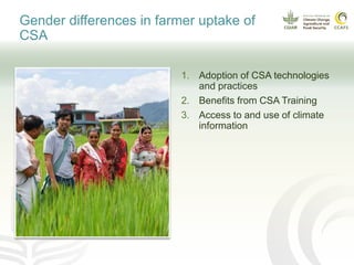 Understanding farmer uptake of climate-smart technologies: gender and social inclusion dimensions