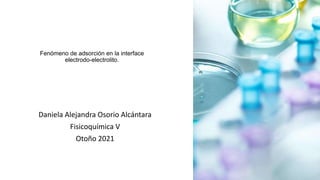 Fenómeno de adsorción en la interface
electrodo-electrolito.
Daniela Alejandra Osorio Alcántara
Fisicoquímica V
Otoño 2021
 
