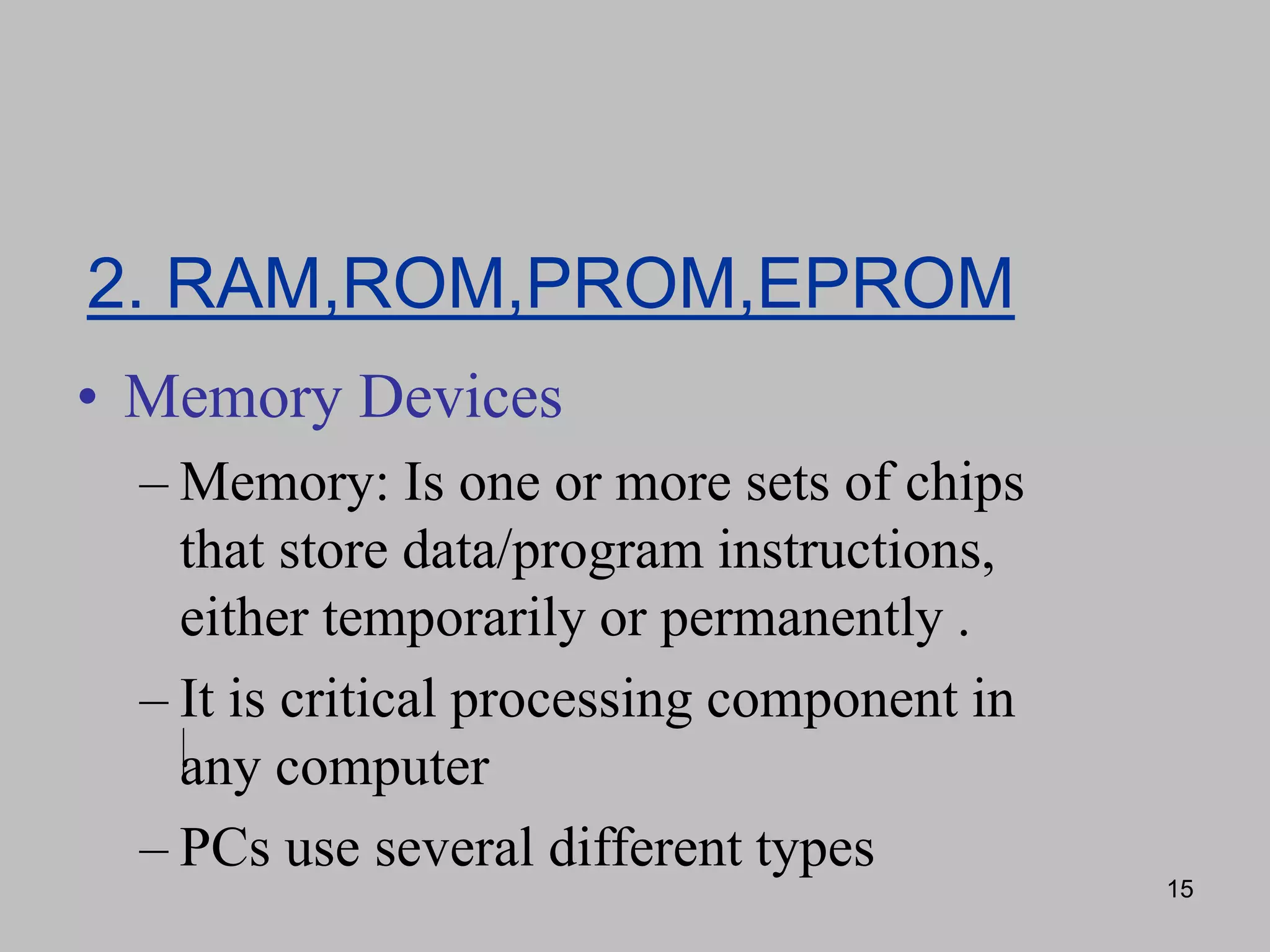 memory unit | PPT | Data Storage and Warehousing | Computing
