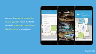 Locate yourself within the hotel
Get directions to attractions
Discover attractions close to you
Automatic property recognition
 