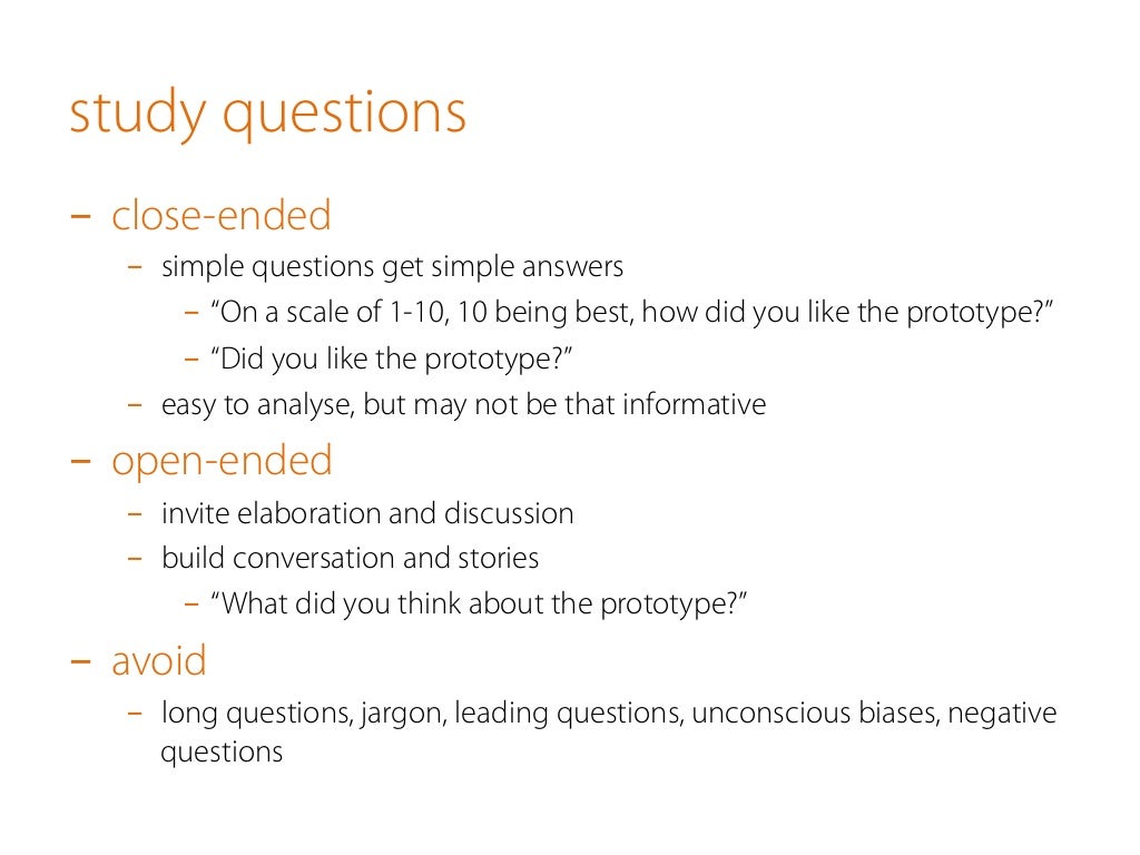 study questions closeended