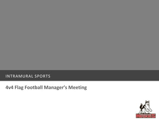 INTRAMURAL SPORTS

4v4 Flag Football Manager’s Meeting
 