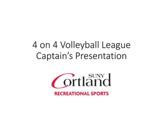 4 on 4 Volleyball League
Captain’s Presentation
 