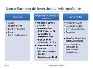 Banco Europeo de Inversiones- Microcréditos
                      Origen de los Fondos y
      Regiones                   ...