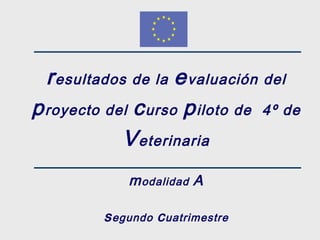 resultados de la evaluación del
proyecto del curso piloto de 4º de
Veterinaria
modalidad A
segundo cuatrimestre
 