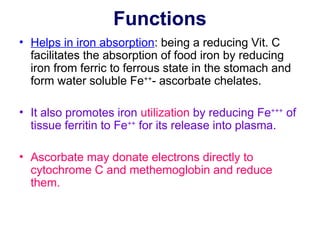 Fe Vitamin C -Water soluble vitamin - Biochemistry | PPT