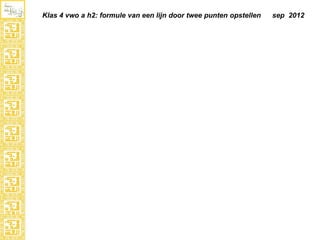 Klas 4 vwo a h2: formule van een lijn door twee punten opstellen

sep 2012

 