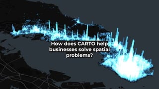 How does CARTO help
businesses solve spatial
problems?
 