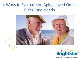 4 Ways to Evaluate An Aging Loved One's
           Elder Care Needs
 