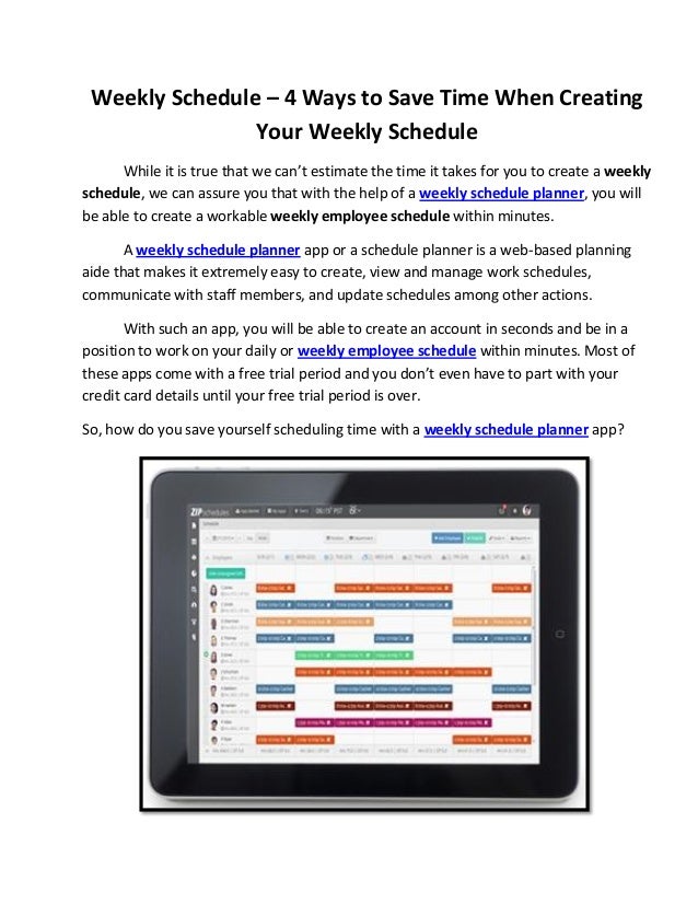 weekly schedule 4 ways to save time when creating your weekly sched