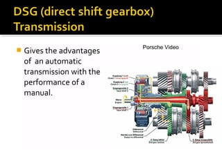  Gives the advantages
of an automatic
transmission with the
performance of a
manual.
Porsche Video
 