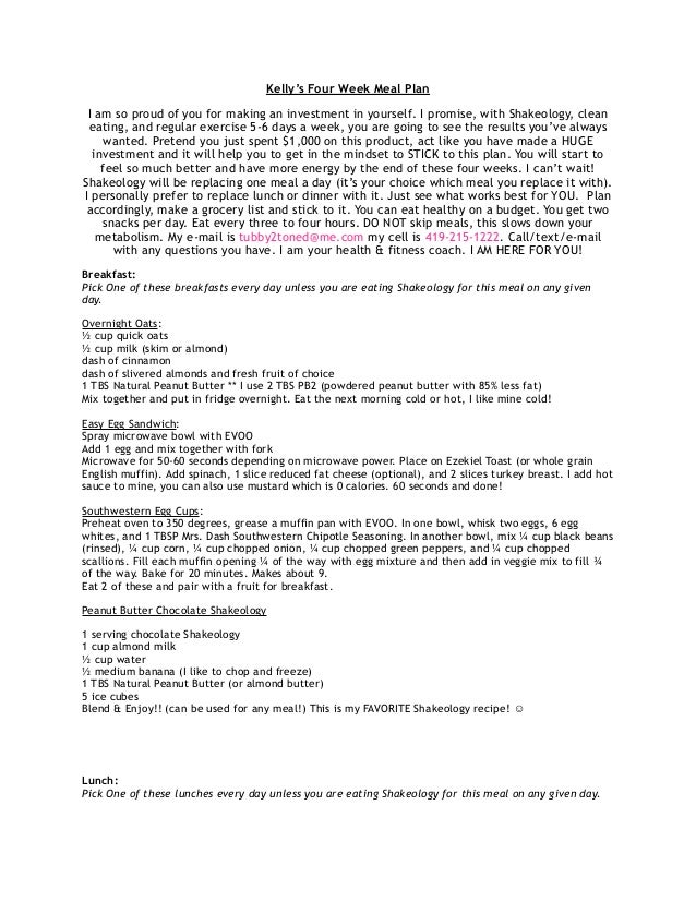 4 Week Meal Plan Pdf