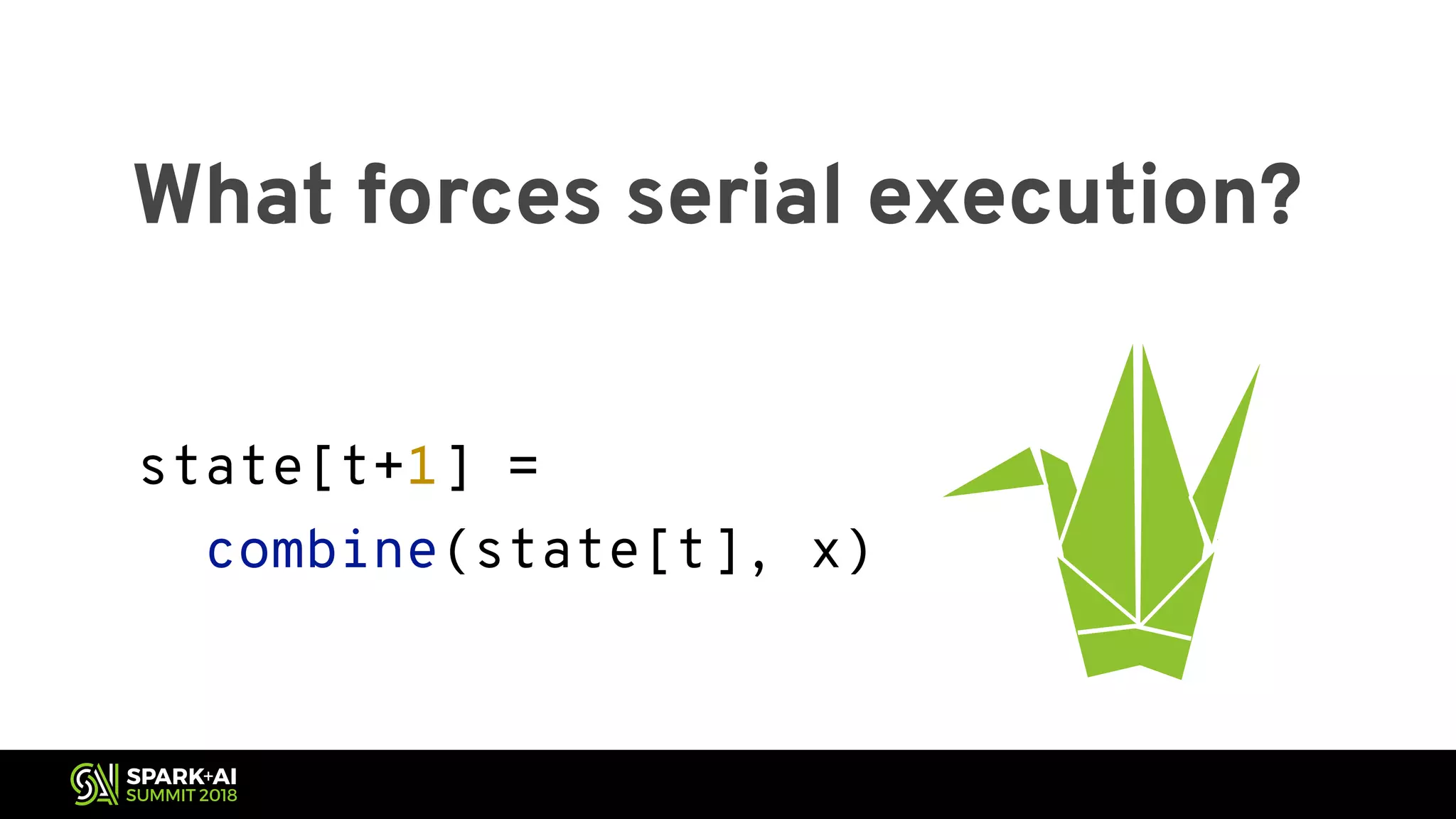 What forces serial execution? state[t+1] = combine(state[t], x) 