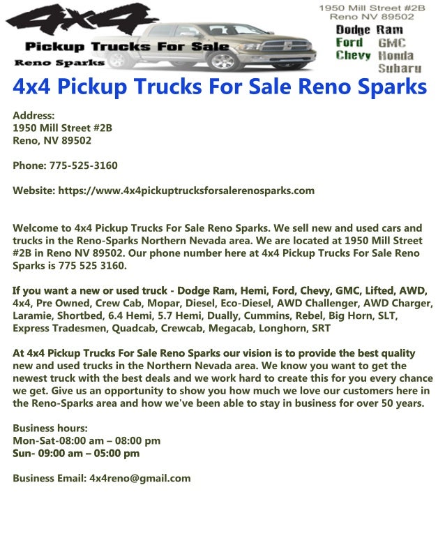 4x4 Pickup Trucks For Sale Reno Sparks