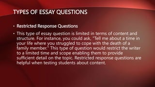 Restricted Response Essay Science Example TEST_CONSTRUCTION.pptx
