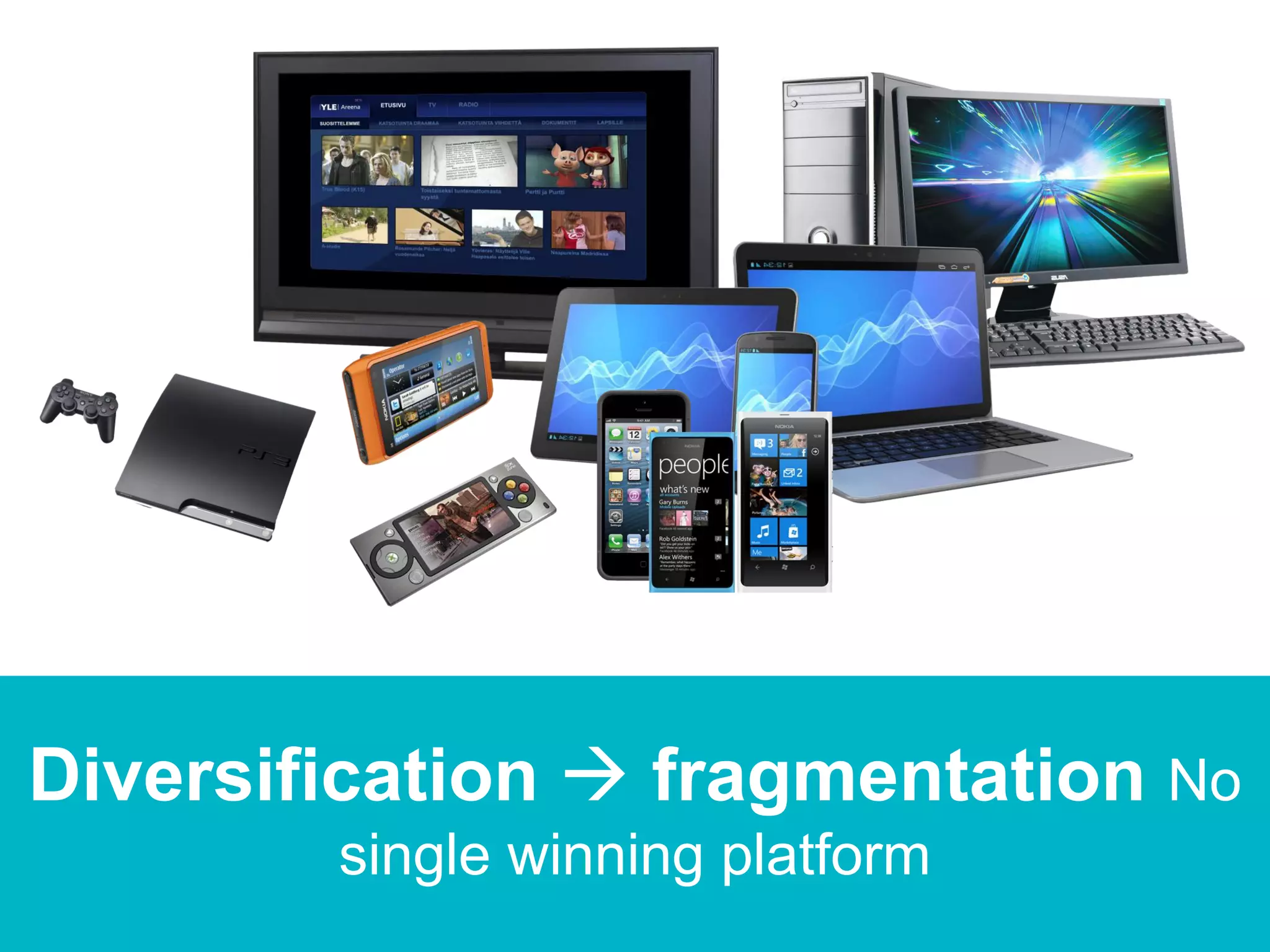 Diversification  fragmentation No
        single winning platform
 