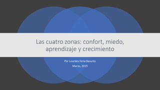Por Lourdes Feria Basurto
Marzo, 2019
Las cuatro zonas: confort, miedo,
aprendizaje y crecimiento
 