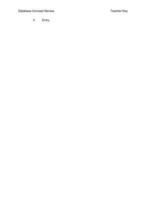 Database Concept Review   Teacher Key


         4     Entry
 