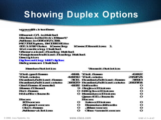Showing Duplex Options 