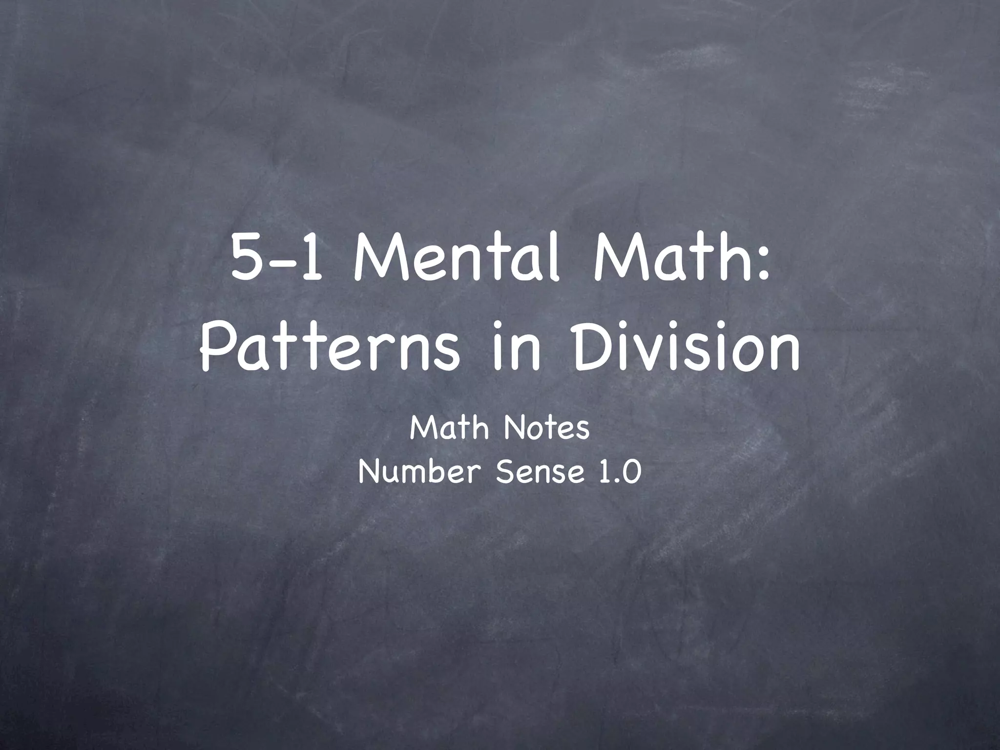 5-1 Mental Math: Patterns in Multiplication | KEY