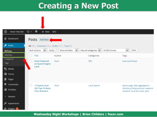 Community Workshops | Brian Childers | foxxr.com | 831-531-7771
Creating a New Post
Wednesday Night Workshops | Brian Childers | foxxr.com
 