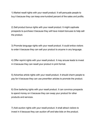Resell Rights Included 100 Resell rights Selling Formulas | PDF