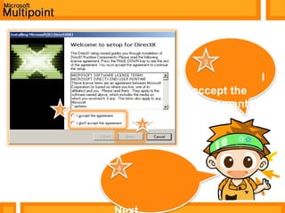 5            ผู้ใช้อ่านข้อตกลงดังกล่าวเมื่อยอมรับให้คลิกที่กล่องสี่เหลี่ยม หน้าข้อความ I accept the terms of the License Agreement ครับ566คลิกปุ่ม Installครับ