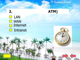 2.              ATM)
     LAN
     WAN
     Internet
     Intranet
 
