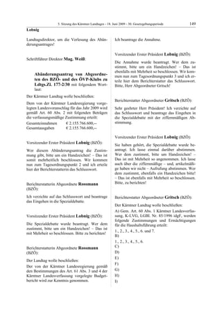 5. LTG-Sitzung am 18. Juni 2009