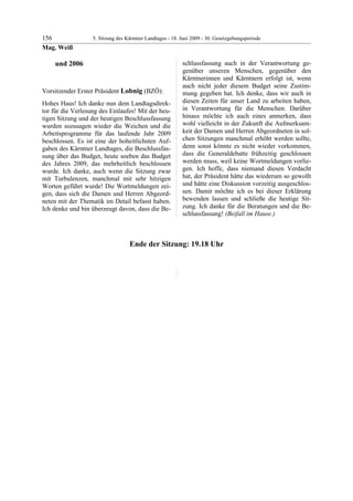 5. LTG-Sitzung am 18. Juni 2009