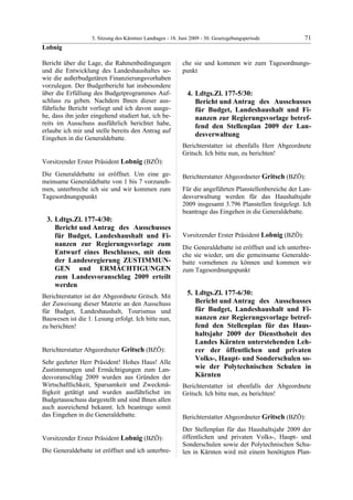 5. LTG-Sitzung am 18. Juni 2009