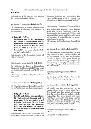 5. LTG-Sitzung am 18. Juni 2009