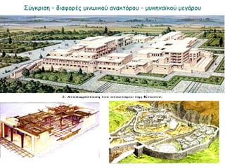 ► Σύγκριση – διαφορές μινωικού ανακτόρου – μυκηναϊκού μεγάρου
 