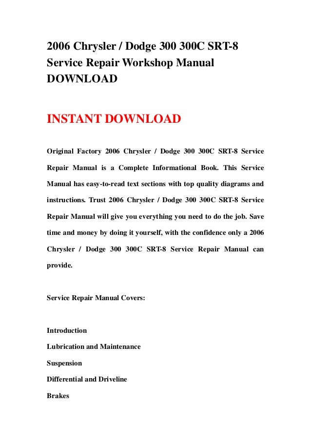 CHRYSLER MANUAL Pdf Download | ManualsLib 2006 chrysler 300 repair manual free download