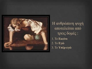 1. Τν Εθείλν
2. Τν Εγώ
3. Τν Υπέξ-εγώ
Η αλζξώπηλε ςπρή
απνηειείηαη από
ηξεηο δνκέο :
 