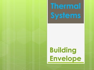 Thermal
Systems
Building
Envelope
 