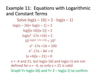 5.6 solving exponential and logarithmic equations | PPTX