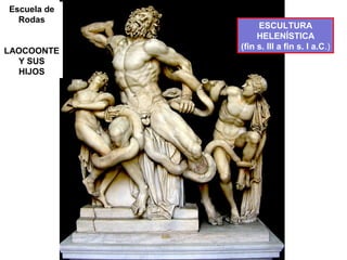Escuela de
Rodas
LAOCOONTE
Y SUS
HIJOS

ESCULTURA
HELENÍSTICA
(fin s. III a fin s. I a.C.)

 