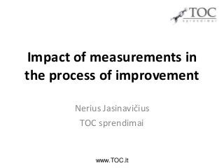 Impact of measurements in
the process of improvement
Nerius Jasinavičius
TOC sprendimai

www.TOC.lt

 