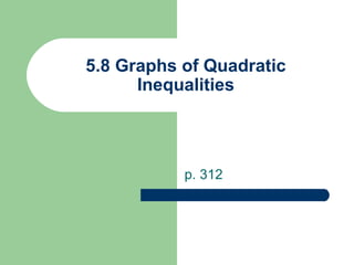 5.8 Graphs of Quadratic
Inequalities

p. 312

 