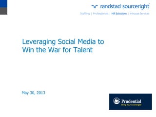 Leveraging Social Media to
Win the War for Talent

May 30, 2013

 