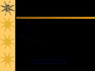 Example: List the measures of the sides of the
triangle, in order of least to greatest.

B

<A = 2x + 1

<B = 4x

<C = 4x -11

Solving for x:

A
C

2x +1 + 4x + 4x - 11 =180

Note: Picture is not to scale

Plugging back into our
Angles:
<A = 39o; <B = 76; <C = 65

10x - 10 = 180
10x = 190
X = 19

Therefore, BC < AB < AC

 