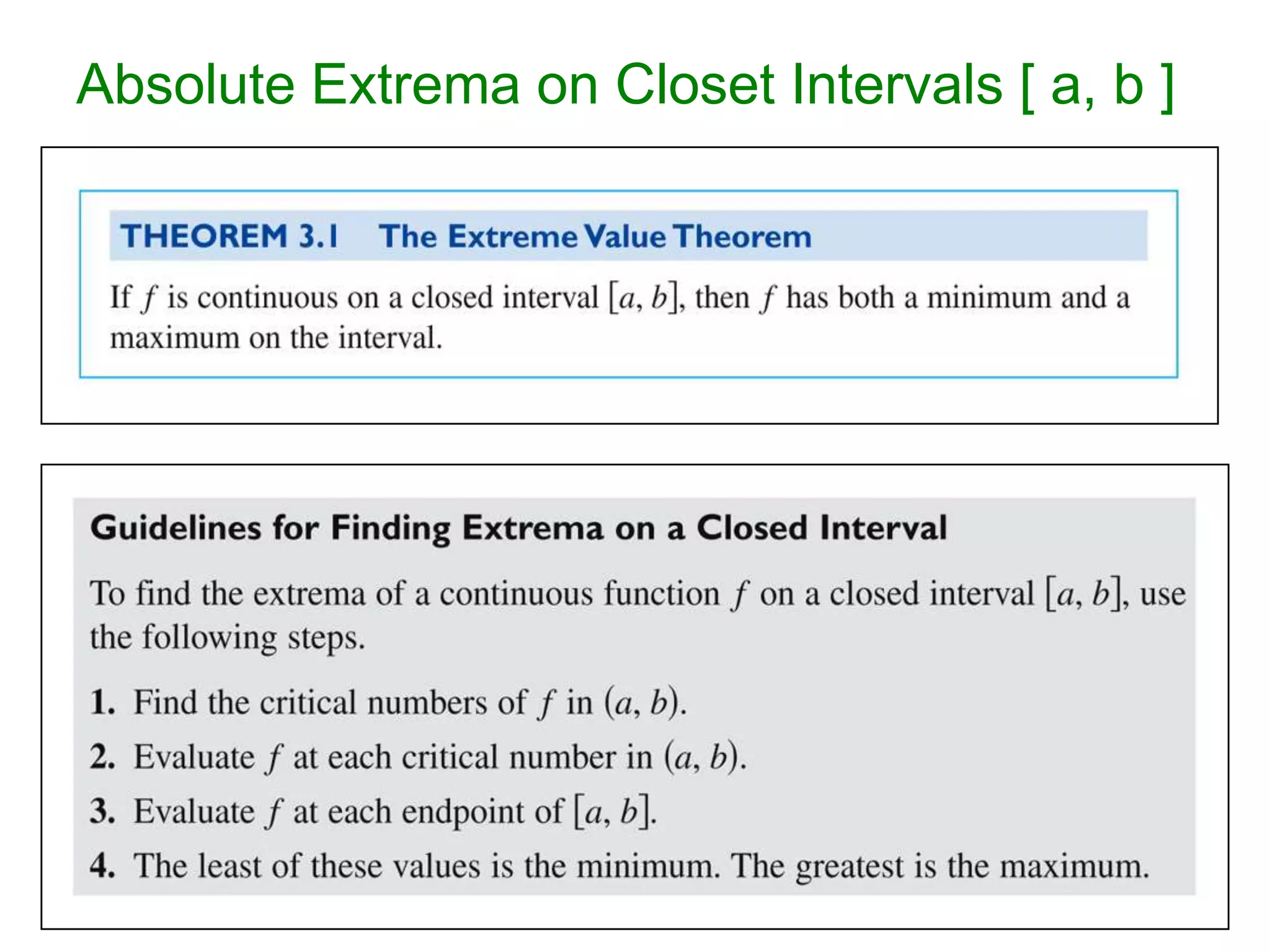 Absolute Extrema on Closet Intervals [ a, b ]

 