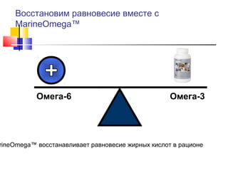 Восстановим равновесие вместе с
MarineOmega™

Омега-6

Омега-3

rineOmega™ восстанавливает равновесие жирных кислот в рационе

 