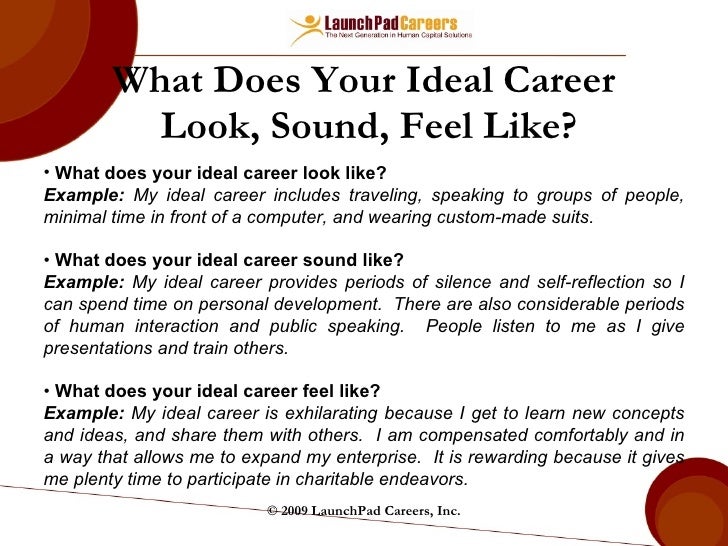 career mapping and planning describe your ideal career