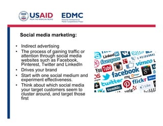 Objectives • Launch model
• Sales model
Positioning
• Company/Product
positioning by PR
agency with audit
Launch • Launch/Introduce
• Launch type varies
by type of startup
Demand
Creation
• Implement demand
creation
• Depends on
type of startup
4
Customer
Creation
Customer
Validation
Customer
Discovery
Customer
Creation
 