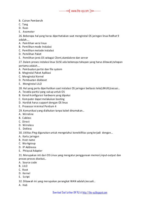 5. kumpulan soal dan jawaban un teori kejuruan tkj 2013 ...